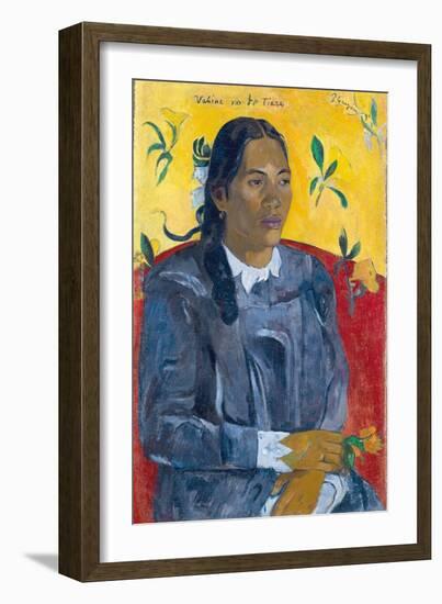 Vahine No Te Tiare (Woman with a Flower), 1891-Paul Gauguin-Framed Giclee Print