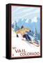 Vail, CO - Downhill Skier-Lantern Press-Framed Stretched Canvas