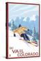 Vail, CO - Downhill Skier-Lantern Press-Stretched Canvas