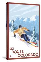 Vail, CO - Downhill Skier-Lantern Press-Stretched Canvas