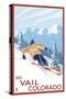 Vail, CO - Downhill Skier-Lantern Press-Stretched Canvas