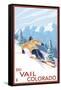 Vail, CO - Downhill Skier-Lantern Press-Framed Stretched Canvas