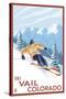 Vail, CO - Downhill Skier-Lantern Press-Stretched Canvas