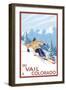 Vail, CO - Downhill Skier-Lantern Press-Framed Art Print