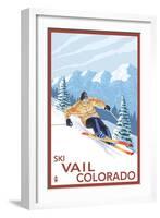 Vail, CO - Downhill Skier-Lantern Press-Framed Art Print