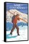 Vail, CO - Skier Carrying Skis-Lantern Press-Framed Stretched Canvas