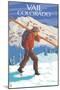 Vail, CO - Skier Carrying Skis-Lantern Press-Mounted Art Print