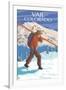 Vail, CO - Skier Carrying Skis-Lantern Press-Framed Art Print