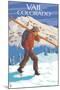 Vail, CO - Skier Carrying Skis-Lantern Press-Mounted Art Print