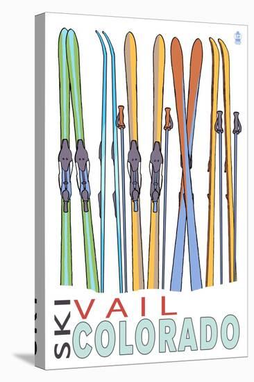 Vail, CO - Skis in Snow-Lantern Press-Stretched Canvas