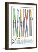 Vail, CO - Skis in Snow-Lantern Press-Framed Art Print