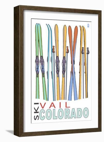 Vail, CO - Skis in Snow-Lantern Press-Framed Art Print