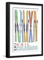 Vail, CO - Skis in Snow-Lantern Press-Framed Art Print