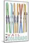 Vail, CO - Skis in Snow-Lantern Press-Mounted Art Print