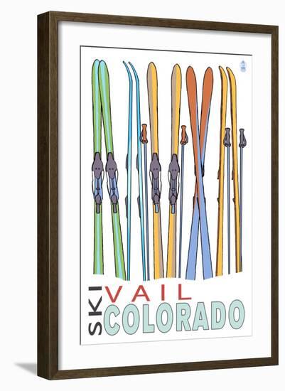 Vail, CO - Skis in Snow-Lantern Press-Framed Art Print