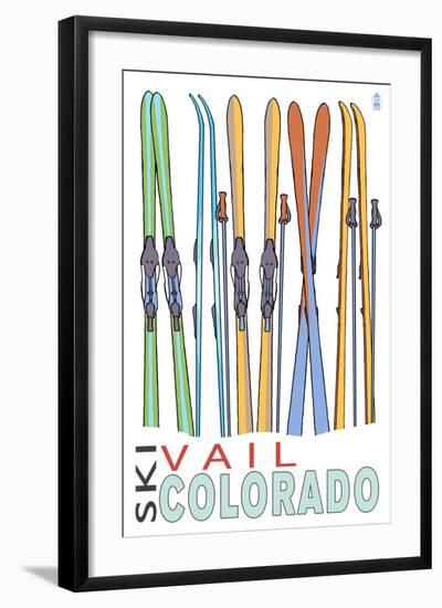 Vail, CO - Skis in Snow-Lantern Press-Framed Art Print