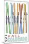 Vail, CO - Skis in Snow-Lantern Press-Mounted Art Print