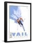 Vail, CO - Stylized Skier-Lantern Press-Framed Art Print