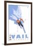 Vail, CO - Stylized Skier-Lantern Press-Framed Art Print