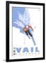 Vail, CO - Stylized Skier-Lantern Press-Framed Art Print