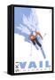 Vail, CO - Stylized Skier-Lantern Press-Framed Stretched Canvas