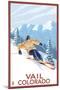 Vail, CO - Vail Downhill Skier-Lantern Press-Mounted Art Print