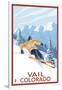 Vail, CO - Vail Downhill Skier-Lantern Press-Framed Art Print