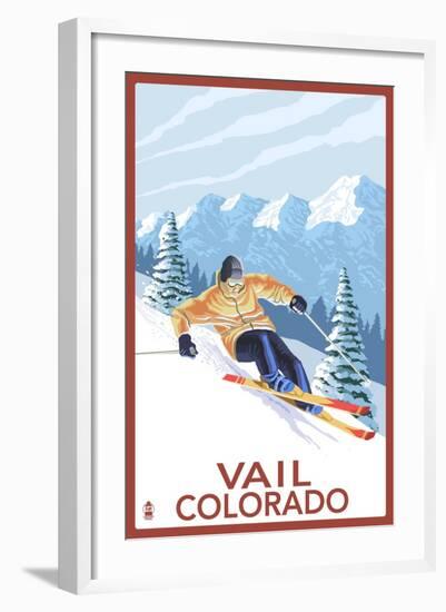 Vail, CO - Vail Downhill Skier-Lantern Press-Framed Art Print