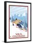 Vail, CO - Vail Downhill Skier-Lantern Press-Framed Art Print