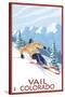 Vail, CO - Vail Downhill Skier-Lantern Press-Stretched Canvas