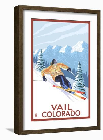 Vail, CO - Vail Downhill Skier-Lantern Press-Framed Art Print