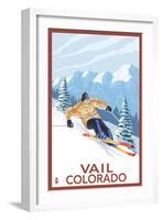 Vail, CO - Vail Downhill Skier-Lantern Press-Framed Art Print