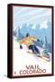 Vail, CO - Vail Downhill Skier-Lantern Press-Framed Stretched Canvas