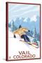 Vail, CO - Vail Downhill Skier-Lantern Press-Stretched Canvas