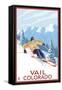 Vail, CO - Vail Downhill Skier-Lantern Press-Framed Stretched Canvas