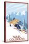 Vail, CO - Vail Downhill Skier-Lantern Press-Stretched Canvas