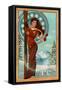 Vail, Colorado - Art Nouveau Skier-Lantern Press-Framed Stretched Canvas