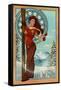 Vail, Colorado - Art Nouveau Skier-Lantern Press-Framed Stretched Canvas