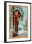 Vail, Colorado - Art Nouveau Skier-Lantern Press-Framed Art Print