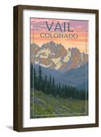 Vail, Colorado - Bears and Spring Flowers-Lantern Press-Framed Art Print