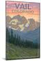 Vail, Colorado - Bears and Spring Flowers-Lantern Press-Mounted Art Print