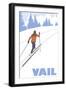 Vail, Colorado - Cross Country Skier Stylized-Lantern Press-Framed Art Print