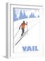 Vail, Colorado - Cross Country Skier Stylized-Lantern Press-Framed Art Print