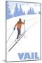 Vail, Colorado - Cross Country Skier Stylized-Lantern Press-Mounted Art Print