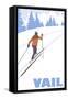 Vail, Colorado - Cross Country Skier Stylized-Lantern Press-Framed Stretched Canvas