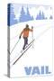 Vail, Colorado - Cross Country Skier Stylized-Lantern Press-Stretched Canvas