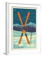 Vail, Colorado - Crossed Skis-Lantern Press-Framed Art Print