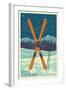 Vail, Colorado - Crossed Skis-Lantern Press-Framed Art Print