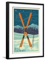 Vail, Colorado - Crossed Skis-Lantern Press-Framed Art Print