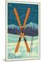 Vail, Colorado - Crossed Skis-Lantern Press-Mounted Art Print